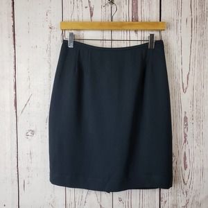 Womens Pencil Skirt Size 6P Knee Length Back Slit Stretch Blue